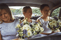 Bridesmaids Isabel, Stephanie & Julie On Way To Church In Daimler (click to enlarge)